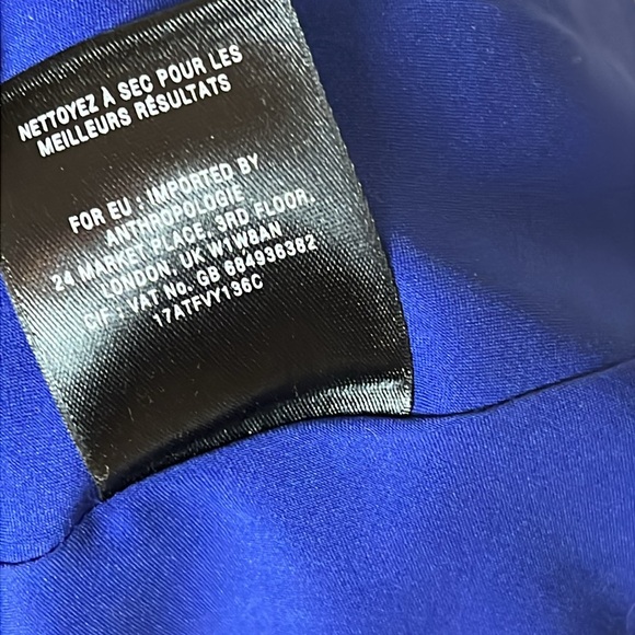 Maeve by Anthropologie Button Two Piece Cotton/Silk Dress in Navy/Purple- Size 0 - Picture 5 of 12